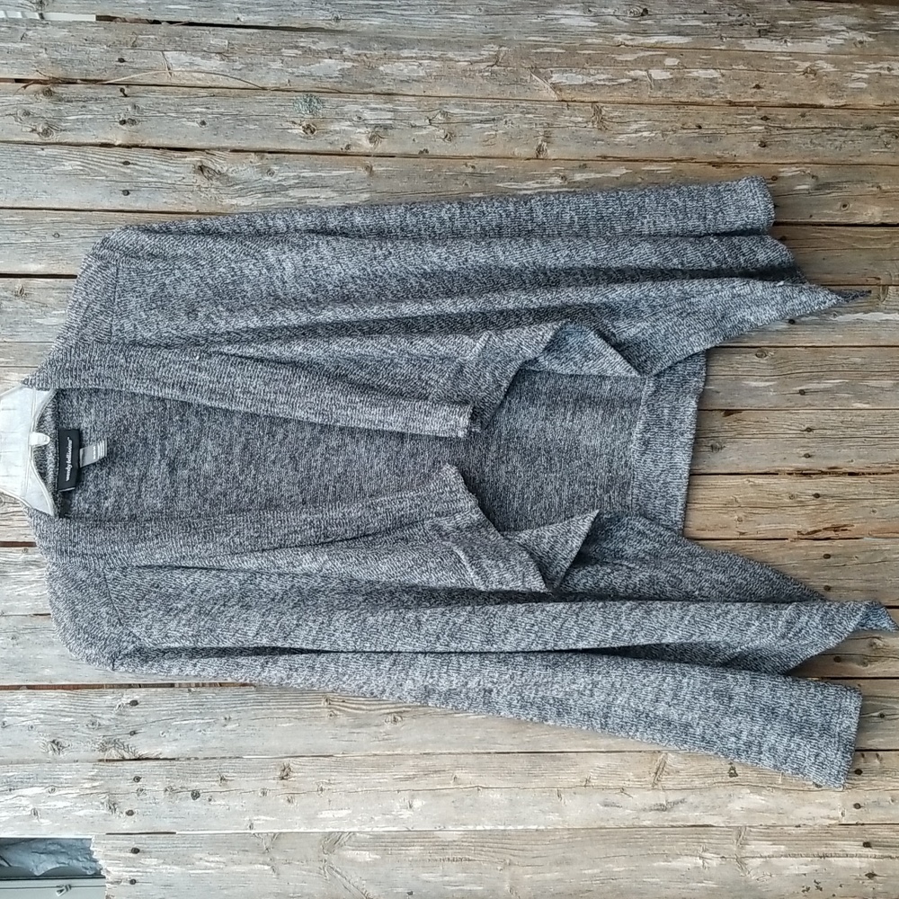 Soo SOFT WENDY BELLISIMO MOTTLED GRAY OPEN CARDIGAN SWEATER MEDIUM